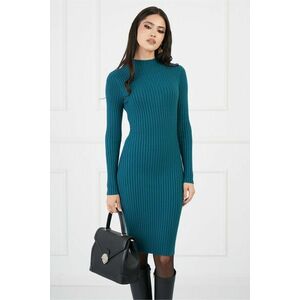 Rochie Sophie turcoaz din tricot reiat imagine