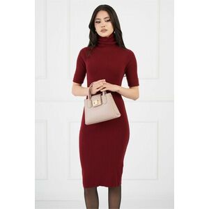 Rochie Jenny burgundy din tricot cu guler intors si maneci scurte imagine