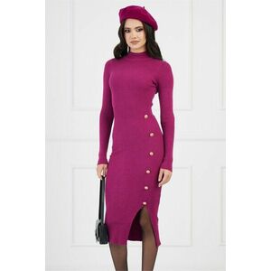 Rochie Valeria magenta din tricot cu nasturi pe fusta imagine