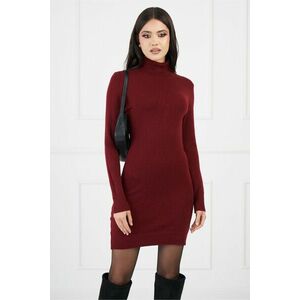 Rochie Amalia bordo scurta din tricot cu guler intors imagine