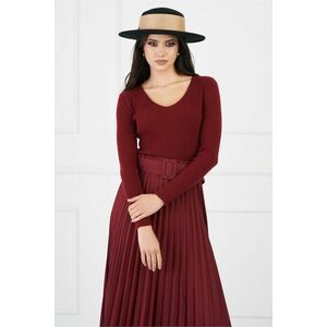 Bluza Miruna burgundy din tricot reiat imagine