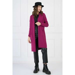 Cardigan din tricot magenta cu buzunare imagine