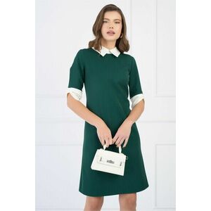 Rochie DY Fashion din stofa verde cu guler si mansete tip fundite imagine