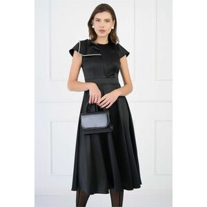 Rochie Moze eleganta din satin neagra cu perlute la umar imagine