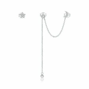 Cercei din argint Little Star & Moon Chain imagine