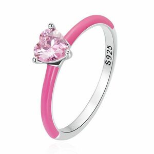 Inel din argint Pink Crystal Heart imagine