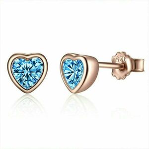 Cercei din argint Rose Gold Blue Heart imagine