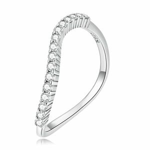 Inel din argint Curved White Crystals imagine