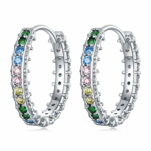 Cercei din argint Rainbow Crystal Hoops imagine