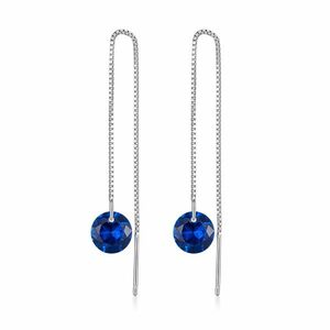 Cercei din argint Blue Crystal Long Chain imagine