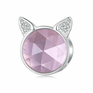 Talisman din argint Pink Glass Cat imagine