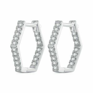 Cercei din argint Hexagonal Sparkle Studs imagine