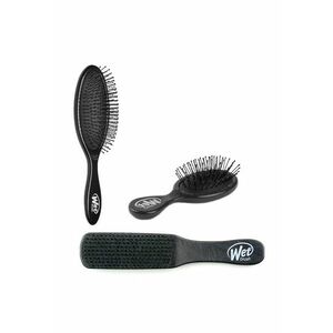 Pachet Wetbrush pentru descurcarea parului: Perie de Par Men Black Leather - Original Detangler Black + Mini Detangler Black imagine