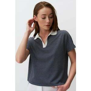 Tricou polo din amestec de bumbac - cu model in dungi imagine