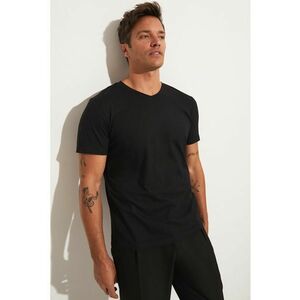 Tricou slim fit cu decolteu in V imagine