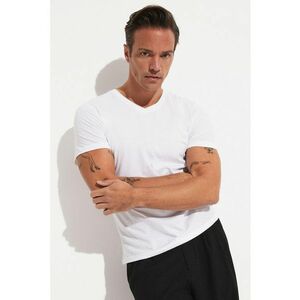 Tricou slim fit cu decolteu in V imagine