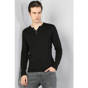 Bluza slim fit cu decolteu henley imagine