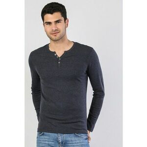 Bluza slim fit cu decolteu henley imagine