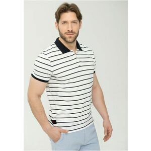 Tricou polo in dungi - Bumbac - Alb/Negru imagine