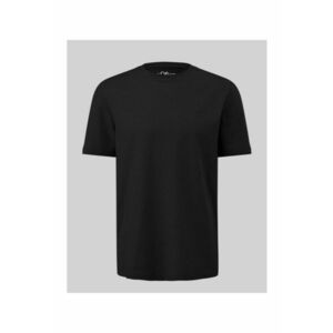 Tricou barbati big size cu decolteu la baza gatului si logo - din bumbac - Negru imagine