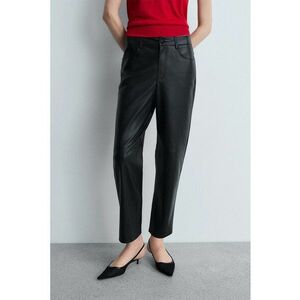 Pantaloni crop din piele ecologica cu croiala dreapta imagine