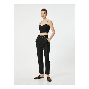 Pantaloni crop din amestec de in imagine