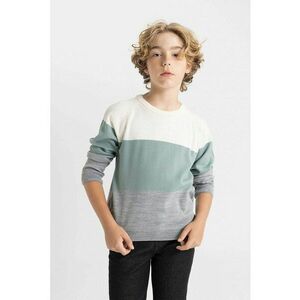 Pulover cu model colorblock si maneci raglan imagine