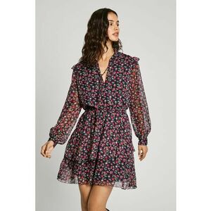 Rochie mini evazata cu model floral imagine