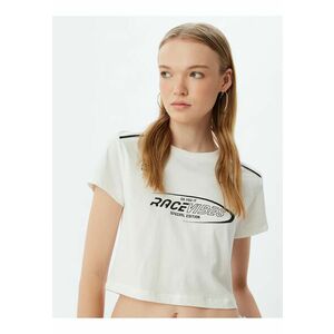 Tricou crop cu imprimeu text imagine