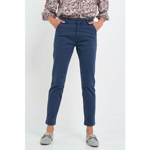 Pantaloni crop din amestec de lyocell cu buzunare laterale imagine