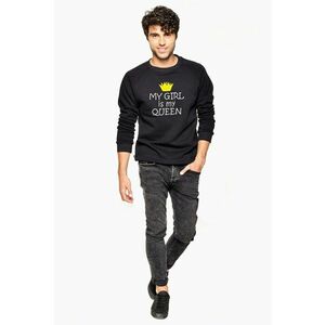 Bluza de trening cu imprimeu text si maneci raglan imagine