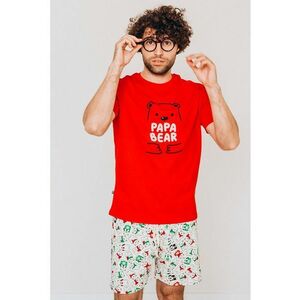 Pijama de bumbac cu pantaloni scurti si imprimeu de Craciun imagine