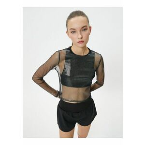 Bluza crop cu segmente transparente imagine