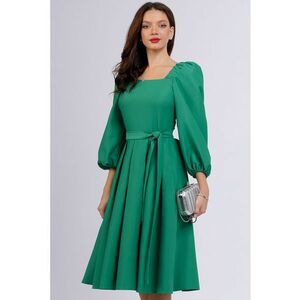 Rochie eleganta verde cu maneci bufante imagine