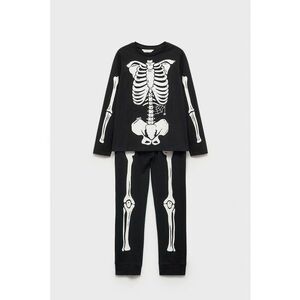 Pijama de bumbac cu aspect fluorescent Bones imagine