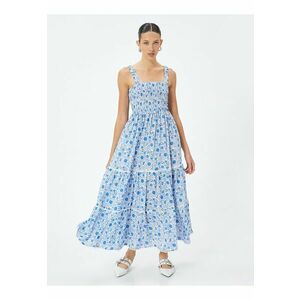 Rochie midi cu model floral si decolteu patrat imagine