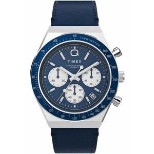 Ceas barbati - Q Diver Chronograph - Piele naturala - 5 ATM - Albastru imagine