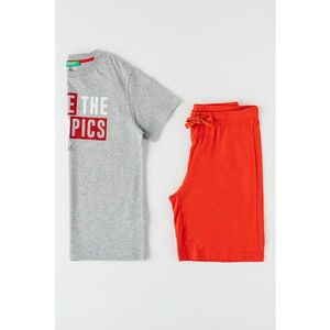 Set de tricou cu decolteu la baza gatului si pantaloni scurti - 2 piese imagine