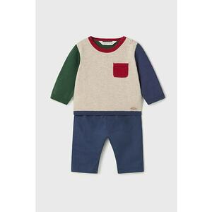 Set de pulover colorblock si pantaloni - 2 piese imagine