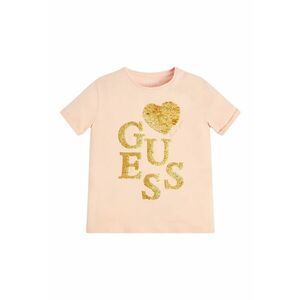 GUESS - Tricou cu decolteu la baza gatului si paiete imagine