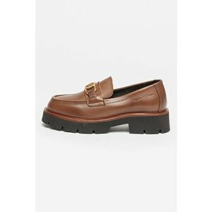 Pantofi loafer de piele cu toc masiv imagine