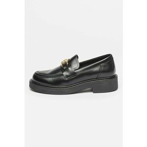 Pantofi loafer de piele cu toc masiv imagine