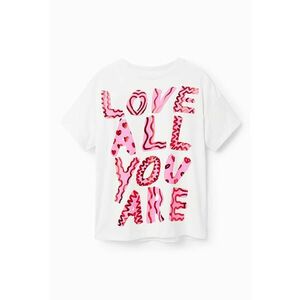 Tricou cu imprimeu text si maneci cazute imagine