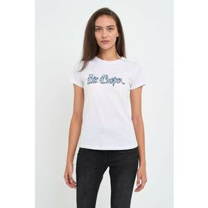 Tricou dama cu logo text grafic - Alb imagine