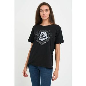 Tricou dama cu maneca scurta si imprimeu grafic - Negru imagine