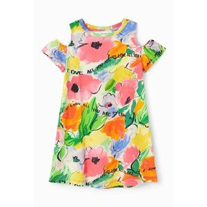 Rochie cu umeri decupati si imprimeu floral imagine