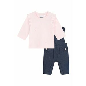 Set de salopeta din denim cu bluza cu model imagine