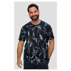 Tricou barbati big size cu imprimeu floral si croiala Regular fit - Bleumarin inchis imagine