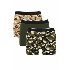 Set de boxeri cu imprimeu camuflaj si model uni - 3 perechi imagine