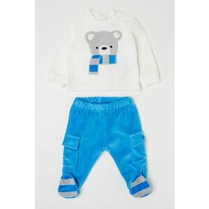 Set de bluza din amestec de bumbac cu model urs si pantaloni imagine